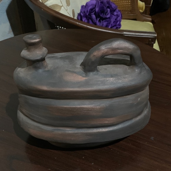 Vintage looking ceramic handmade acrylic paint decorative abstract kettle